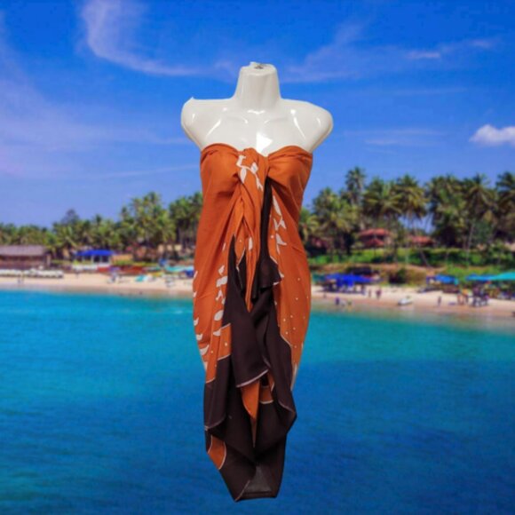 Womens Sarong Cotton Wrap Handpainted Batik Wrapskirt Beach Pareo Beachwear-NEW - Picture 6 of 7